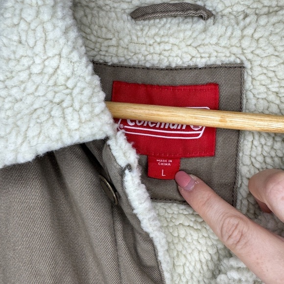 Coleman Sherpa Lined Jacket Coat Canvas Button Front Workwear Men's Size Large - Picture 2 of 4